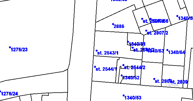 Parcela st. 2543/1 v KÚ Jablonec nad Nisou, Katastrální mapa