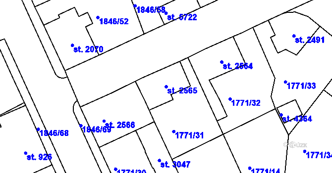 Parcela st. 2565 v KÚ Jablonec nad Nisou, Katastrální mapa