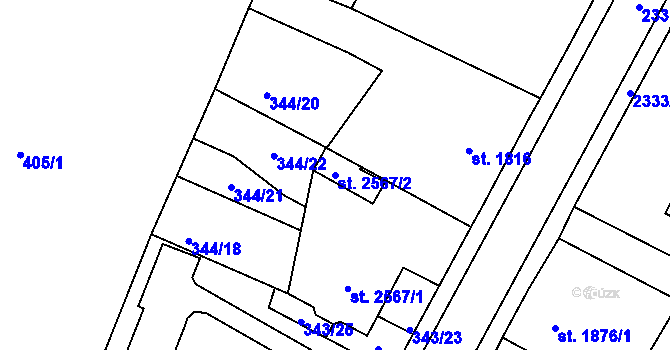 Parcela st. 2567/2 v KÚ Jablonec nad Nisou, Katastrální mapa