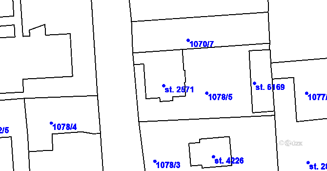 Parcela st. 2571 v KÚ Jablonec nad Nisou, Katastrální mapa