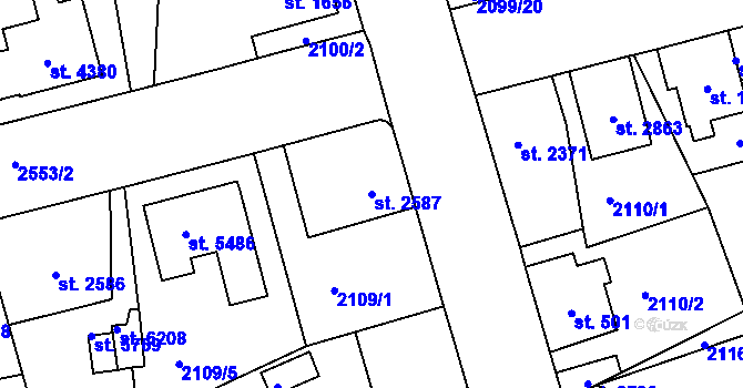 Parcela st. 2587 v KÚ Jablonec nad Nisou, Katastrální mapa
