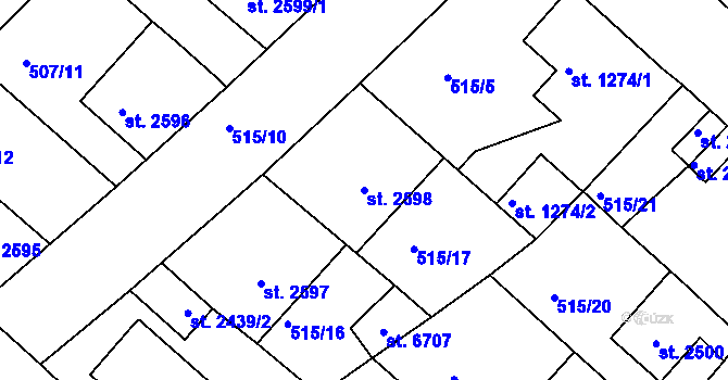 Parcela st. 2598 v KÚ Jablonec nad Nisou, Katastrální mapa