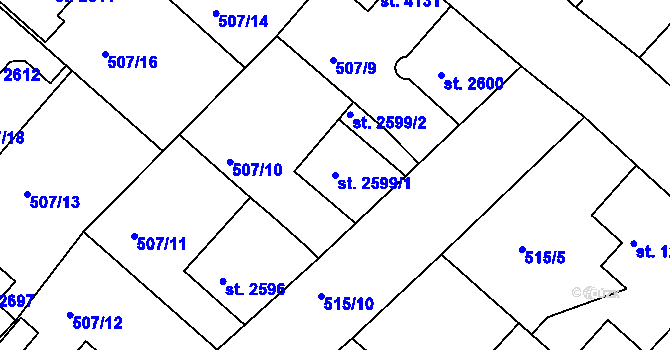 Parcela st. 2599/1 v KÚ Jablonec nad Nisou, Katastrální mapa
