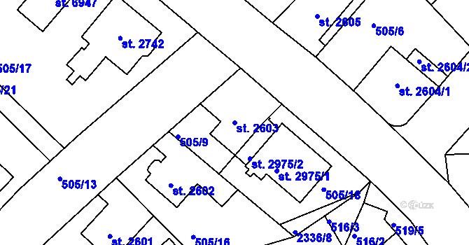 Parcela st. 2603 v KÚ Jablonec nad Nisou, Katastrální mapa