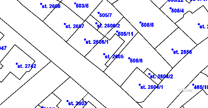 Parcela st. 2605 v KÚ Jablonec nad Nisou, Katastrální mapa