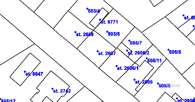 Parcela st. 2607 v KÚ Jablonec nad Nisou, Katastrální mapa