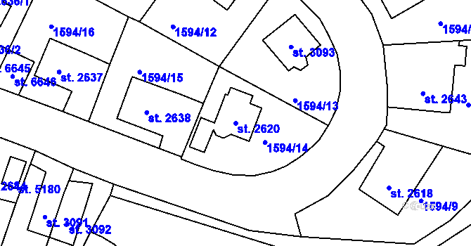 Parcela st. 2620 v KÚ Jablonec nad Nisou, Katastrální mapa