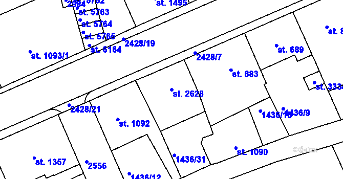 Parcela st. 2628 v KÚ Jablonec nad Nisou, Katastrální mapa