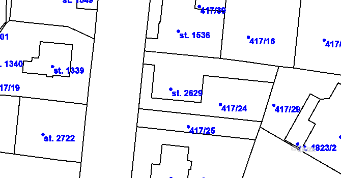Parcela st. 2629 v KÚ Jablonec nad Nisou, Katastrální mapa