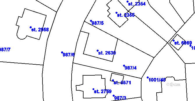 Parcela st. 2630 v KÚ Jablonec nad Nisou, Katastrální mapa