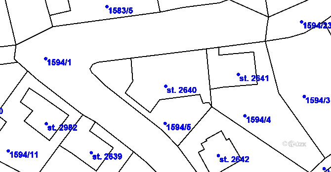 Parcela st. 2640 v KÚ Jablonec nad Nisou, Katastrální mapa