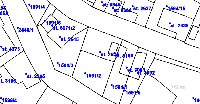 Parcela st. 2644 v KÚ Jablonec nad Nisou, Katastrální mapa