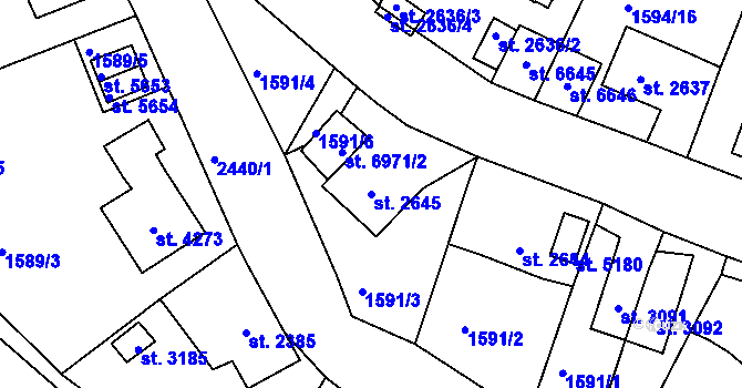 Parcela st. 2645 v KÚ Jablonec nad Nisou, Katastrální mapa