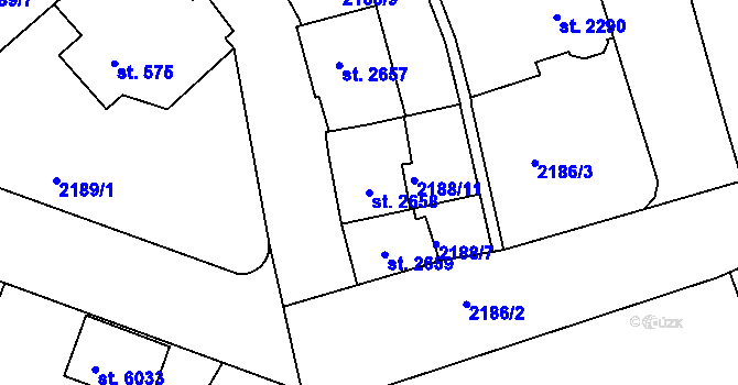 Parcela st. 2658 v KÚ Jablonec nad Nisou, Katastrální mapa