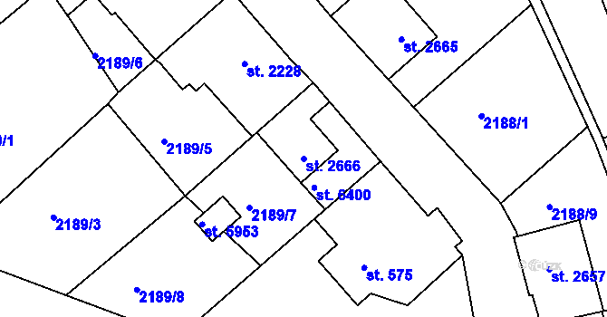Parcela st. 2666 v KÚ Jablonec nad Nisou, Katastrální mapa