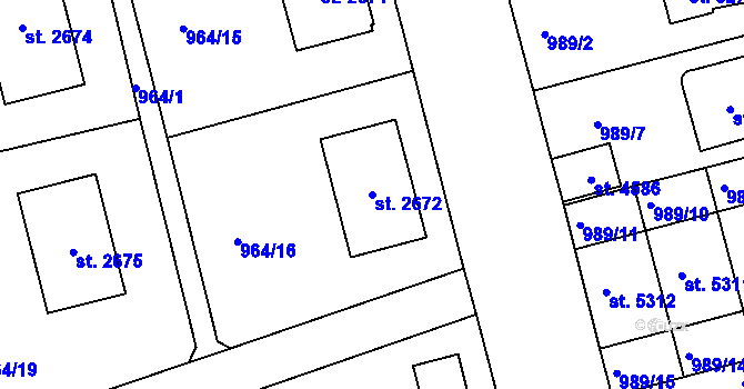 Parcela st. 2672 v KÚ Jablonec nad Nisou, Katastrální mapa