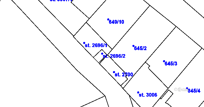 Parcela st. 2696/2 v KÚ Jablonec nad Nisou, Katastrální mapa