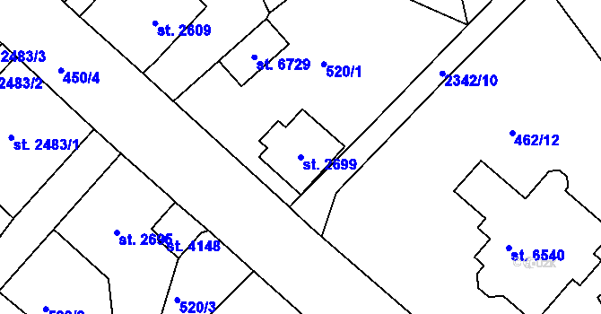 Parcela st. 2699 v KÚ Jablonec nad Nisou, Katastrální mapa