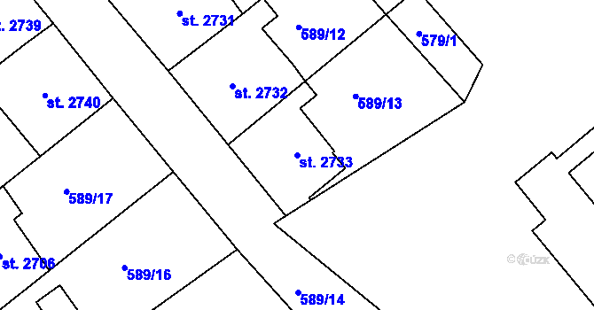 Parcela st. 2733 v KÚ Jablonec nad Nisou, Katastrální mapa