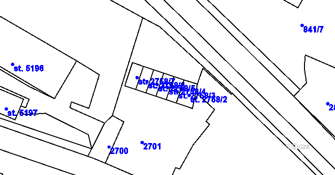 Parcela st. 2758/4 v KÚ Jablonec nad Nisou, Katastrální mapa