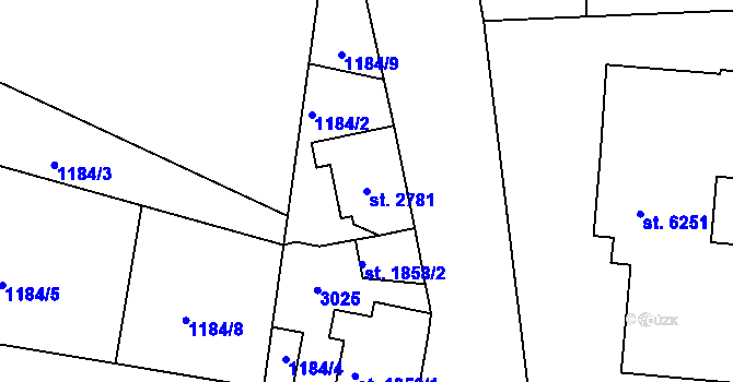 Parcela st. 2781 v KÚ Jablonec nad Nisou, Katastrální mapa