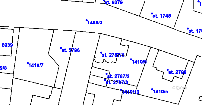 Parcela st. 2787/1 v KÚ Jablonec nad Nisou, Katastrální mapa