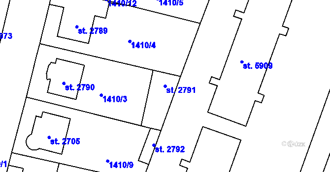 Parcela st. 2791 v KÚ Jablonec nad Nisou, Katastrální mapa