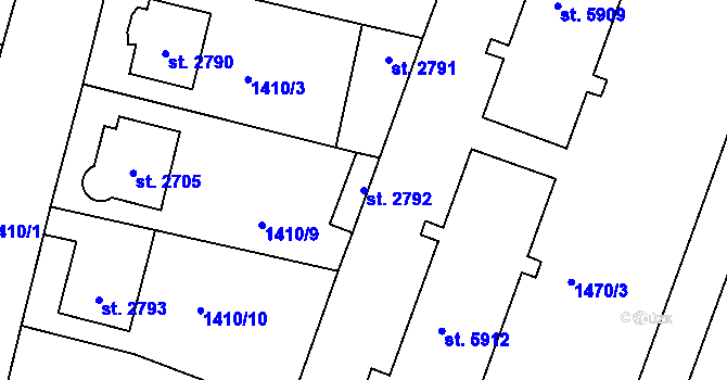 Parcela st. 2792 v KÚ Jablonec nad Nisou, Katastrální mapa