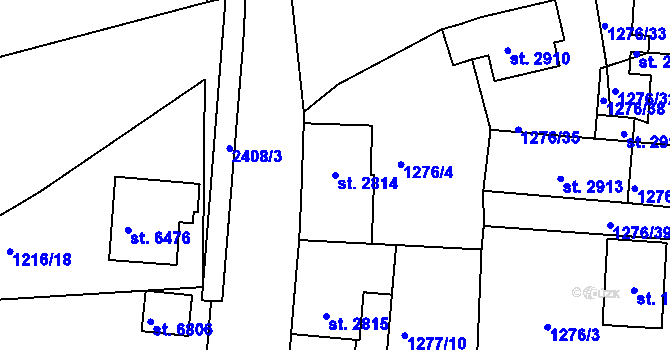 Parcela st. 2814 v KÚ Jablonec nad Nisou, Katastrální mapa