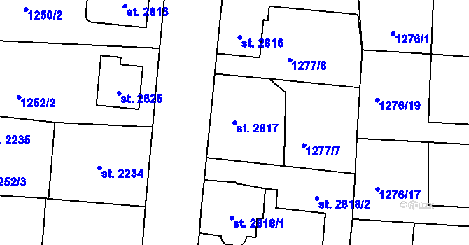 Parcela st. 2817 v KÚ Jablonec nad Nisou, Katastrální mapa
