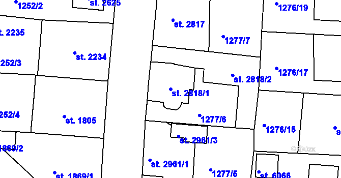 Parcela st. 2818/1 v KÚ Jablonec nad Nisou, Katastrální mapa