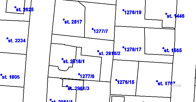 Parcela st. 2818/2 v KÚ Jablonec nad Nisou, Katastrální mapa