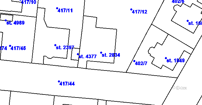Parcela st. 2834 v KÚ Jablonec nad Nisou, Katastrální mapa