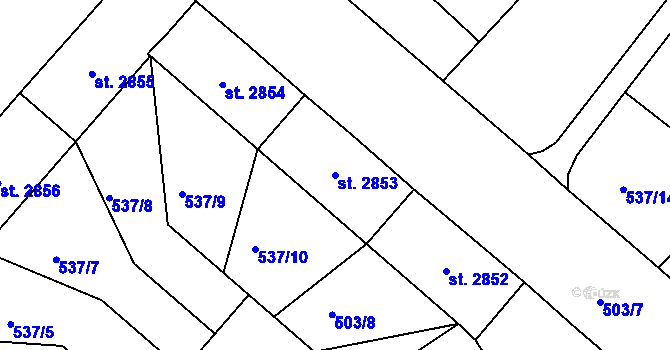 Parcela st. 2853 v KÚ Jablonec nad Nisou, Katastrální mapa
