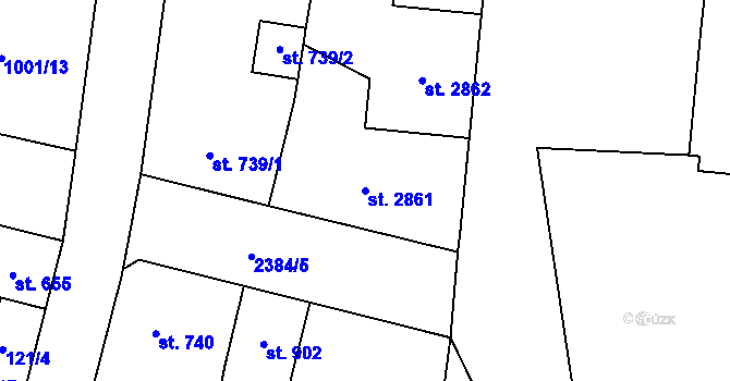 Parcela st. 2861 v KÚ Jablonec nad Nisou, Katastrální mapa