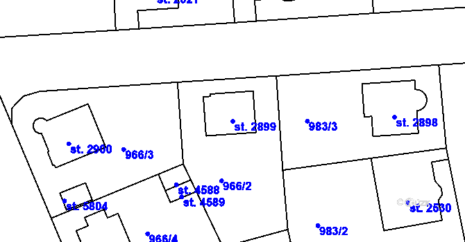 Parcela st. 2899 v KÚ Jablonec nad Nisou, Katastrální mapa