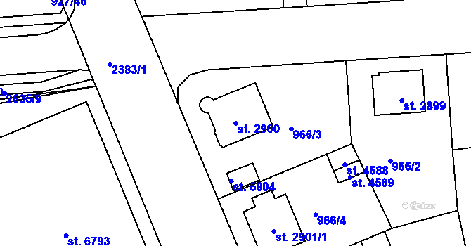 Parcela st. 2900 v KÚ Jablonec nad Nisou, Katastrální mapa