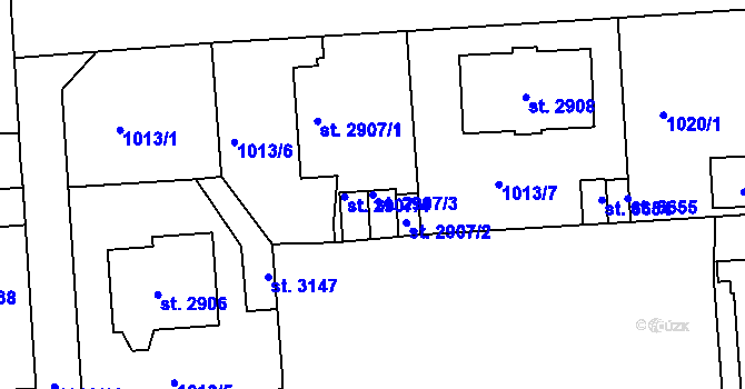 Parcela st. 2907/3 v KÚ Jablonec nad Nisou, Katastrální mapa