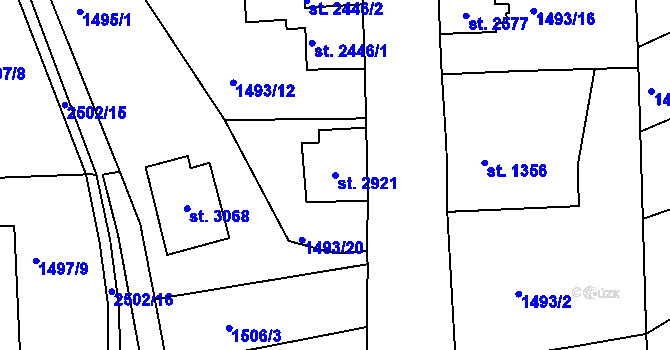Parcela st. 2921 v KÚ Jablonec nad Nisou, Katastrální mapa