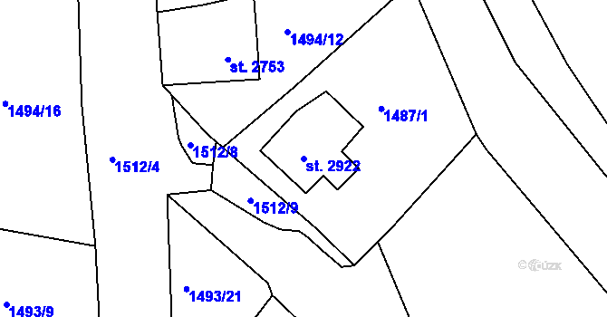 Parcela st. 2922 v KÚ Jablonec nad Nisou, Katastrální mapa