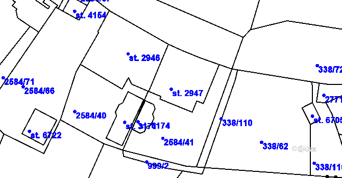 Parcela st. 2947 v KÚ Jablonec nad Nisou, Katastrální mapa