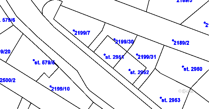 Parcela st. 2951 v KÚ Jablonec nad Nisou, Katastrální mapa