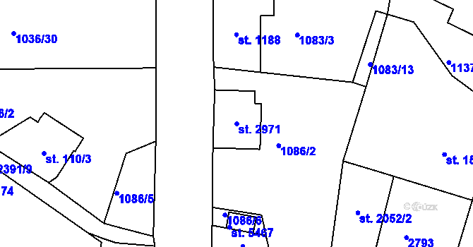 Parcela st. 2971 v KÚ Jablonec nad Nisou, Katastrální mapa