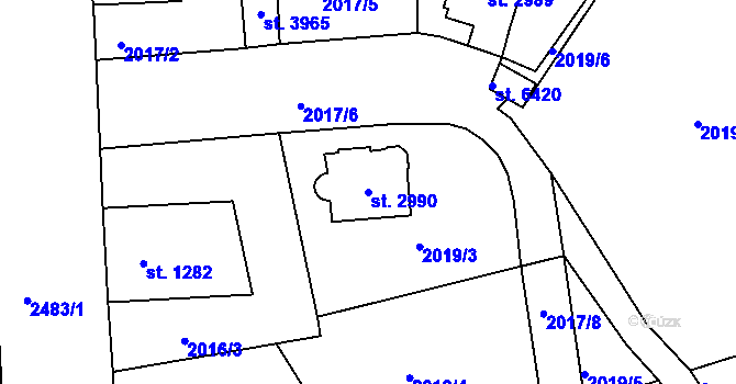 Parcela st. 2990 v KÚ Jablonec nad Nisou, Katastrální mapa