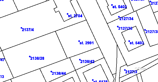 Parcela st. 2991 v KÚ Jablonec nad Nisou, Katastrální mapa