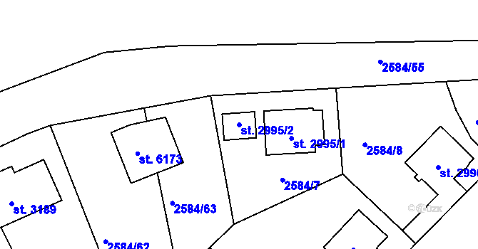 Parcela st. 2995/2 v KÚ Jablonec nad Nisou, Katastrální mapa