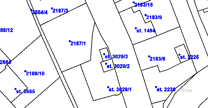 Parcela st. 3029/3 v KÚ Jablonec nad Nisou, Katastrální mapa