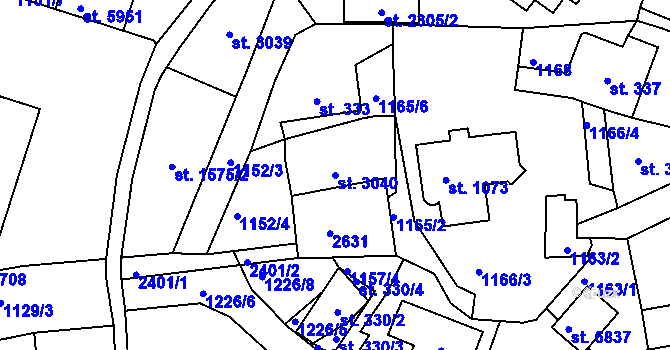 Parcela st. 3040 v KÚ Jablonec nad Nisou, Katastrální mapa