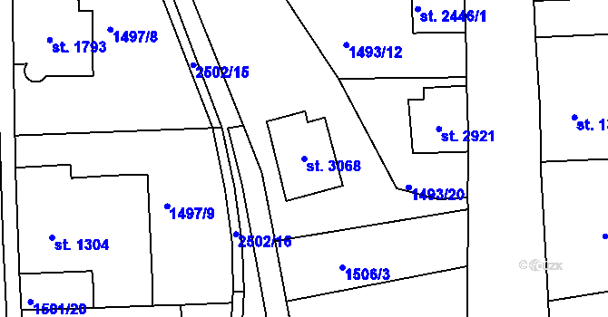 Parcela st. 3068 v KÚ Jablonec nad Nisou, Katastrální mapa