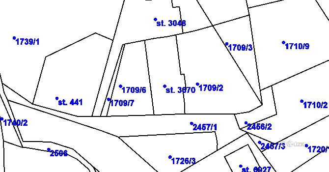 Parcela st. 3070 v KÚ Jablonec nad Nisou, Katastrální mapa